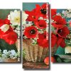 Poppies And White Flowers 5 Panels Paint By Numbers