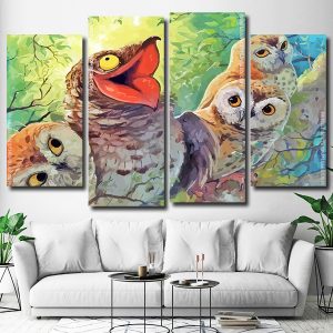 Potoo And Owls 4 Panels Paint By Numbers