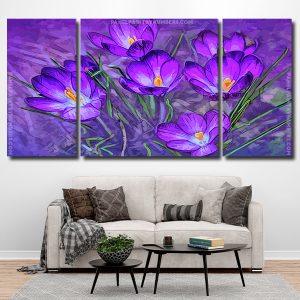 Purple Crocus 3 Panels Paint By Numbers