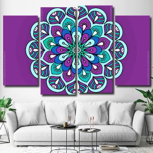 Purple and Blue Mandala 4 Panels Paint By Numbers