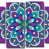 Purple and Blue Mandala 4 Panels Paint By Numbers