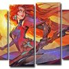 Redhead Warrior Art 4 Panels Paint By Numbers