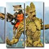 Rocket and Groot Guardians of The Galaxy 4 Panels Paint By Numbers