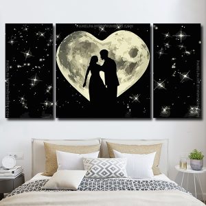 Romantic Couple Silhouette 3 Panels Paint By Numbers