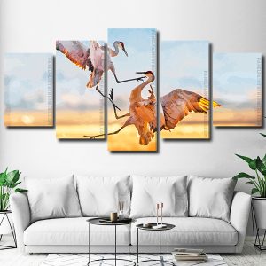 Sandhill Crane Fighting 5 Panels Paint By Numbers