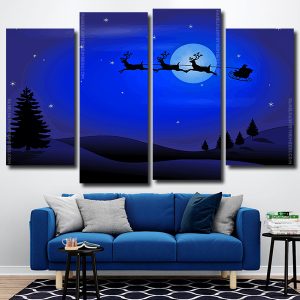 Santa Claus Silhouette 4 Panels Paint By Numbers