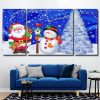 Santa Claus and Snowman 3 Panels Paint By Numbers