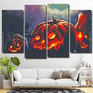 Scary Pumpkins 4 Panels Paint By Numbers