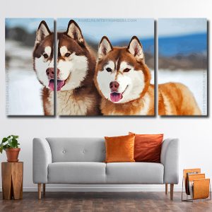 Siberian Huskies 3 Panels Paint By Numbers