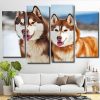 Siberian Huskies 4 Panels Paint By Numbers