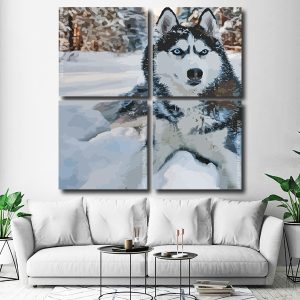 Siberian Husky Dog Square Panels Paint By Numbers