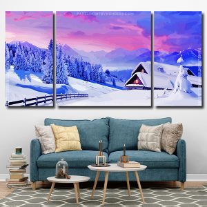 Snowy Mountains 3 Panels Paint By Numbers