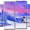 Snowy Mountains 4 Panels Paint By Numbers