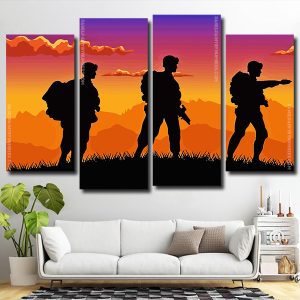 Soldiers Silhouette 4 Panels Paint By Numbers