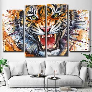 Splatter Tiger 4 Panels Paint By Numbers