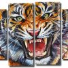 Splatter Tiger 4 Panels Paint By Numbers