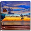 Sunset Beach With Drink 3 Panels Paint By Numbers