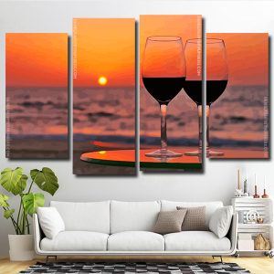 Sunset Cups 4 Panels Paint By Numbers