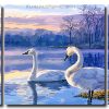 Swans On Lake 3 Panels Paint By Numbers