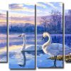 Swans On Lake 4 Panels Paint By Numbers