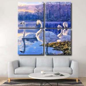 Swans On Lake Square Panels Paint By Numbers