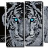 Tiger With Blue Eyes 4 Panels Paint By Numbers