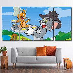 Tom And Jerry Animation 3 Panels Paint By Numbers