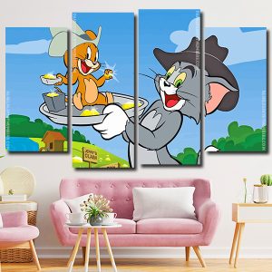 Tom and Jerry Animation 4 Panels Paint By Numbers