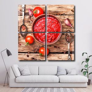 Tomatoes Ketchup And Chilly With Spices Square Panels Paint By Numbers