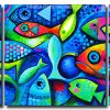 Tropical Fishes 3 Panels Paint By Numbers