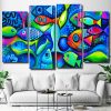 Tropical Fishes 4 Panels Paint By Numbers