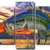 Trout Fish Art 5 Panels Paint By Numbers