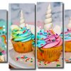 Unicorn Cupcakes 4 Panels Paint By Numbers