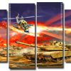 War Scene 4 Panels Paint By Numbers