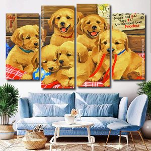 Adorable Puppies 4 Panels Paint By Numbers