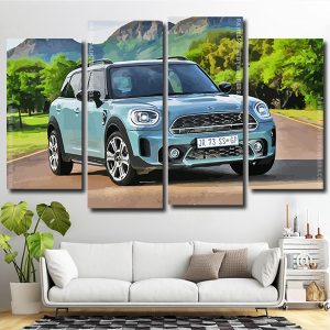 Aesthetic Minicooper Car 4 Panels Paint By Numbers