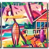 Aesthetic Beach Hut And Surfboard 3 Panels Paint By Numbers