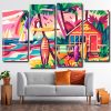 Aesthetic Beach Hut And Surfboard 4 Panels Paint By Numbers