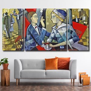 Aesthetic Cubism Couple 3 Panels Paint By Numbers