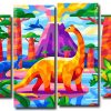 Aesthetic Dinosaurs 4 Panels Paint By Numbers