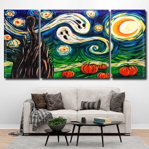 Aesthetic Halloween Starry Night 3 Panels Paint By Numbers