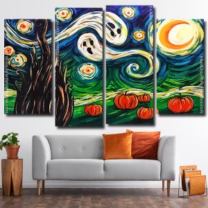 Aesthetic Halloween Starry Night 4 Panels Paint By Numbers