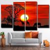 African Animals Sunset 4 Panels Paint By Numbers