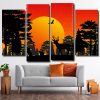 Animals Silhouette 4 Panels Paint By Numbers