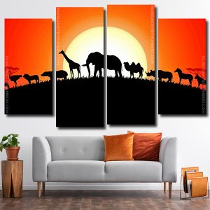 Animals Silhouette Illustration 4 Panels Paint By Numbers