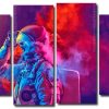 Astronaut And Colorful Smoke 4 Panels Paint By Numbers