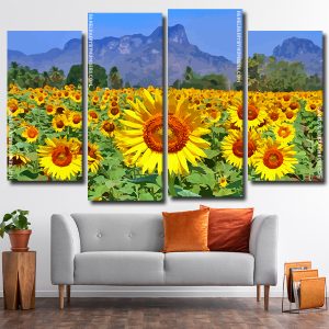 Beautiful Sunflowers 4 Panels Paint By Numbers