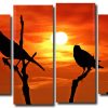 Bird Sunset Silhouette 4 Panels Paint By Numbers