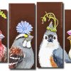 Birds With Hats 4 Panels Paint By Numbers