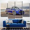 Blue Minicooper 4 Panels Paint By Numbers